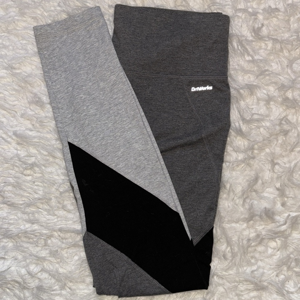 Athletic Works Full Length Asymmetrical Color Block Leggings, Size M